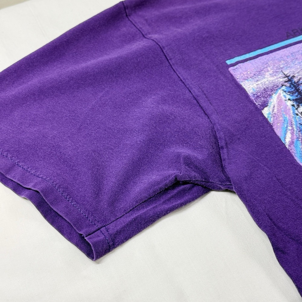VTG 1992 Glitter Graphic T Shirt L Arkansas River Rafting Colorado Purple USA - Picture 16 of 16